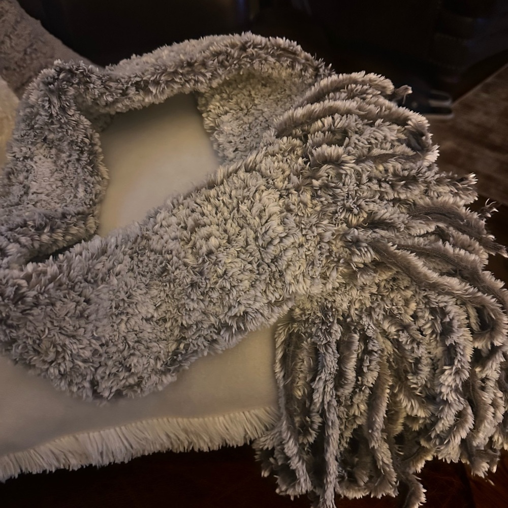 Hand crafted chunky knit crochet soft cozy brown scarf